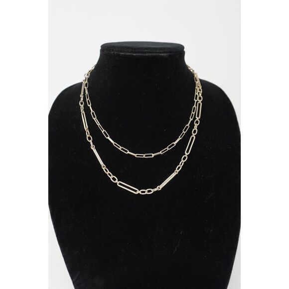 J. Crew‎ THREE Piece Gold Tone Layering and Bracelet Set NWT Paperclip Chains - Picture 2 of 10